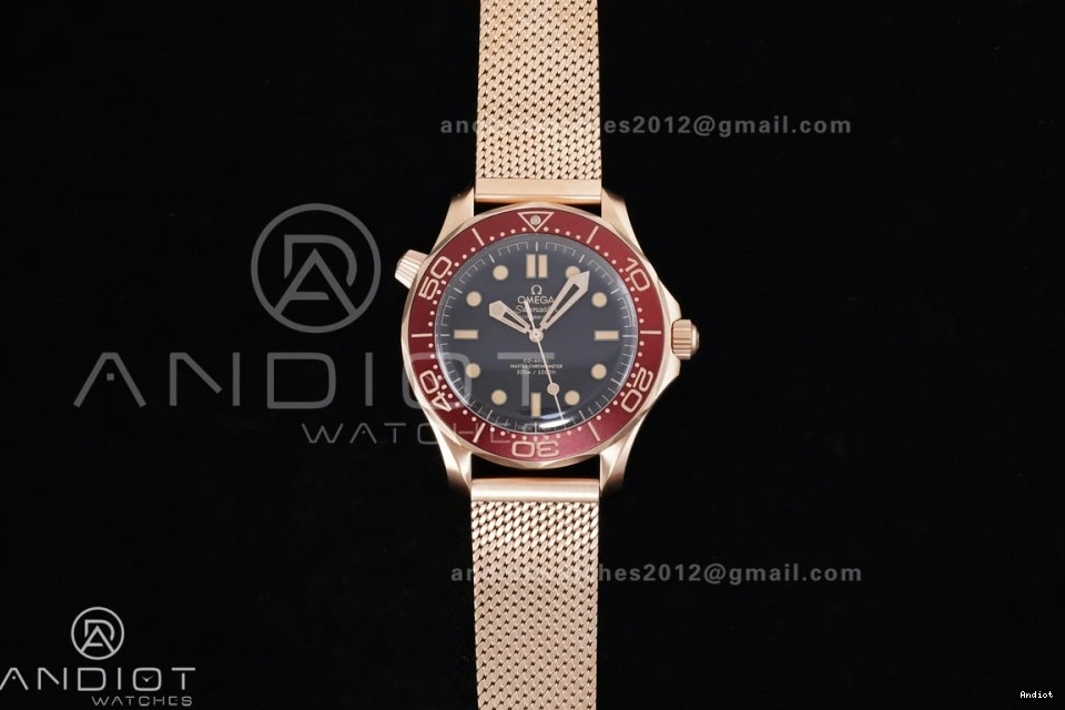300M A8806 1:1 VSF on Diver Bracelet Gold Mesh Edition Seamaster Dial Best Rose Black 1224